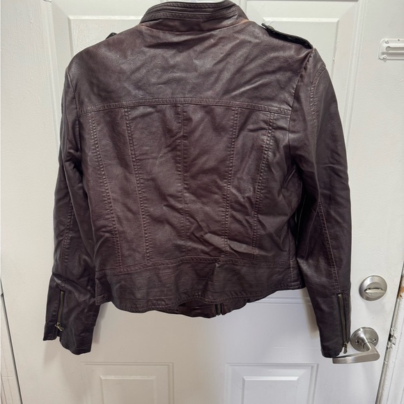 Guess Chocolate Brown Faux Leather Jacket - Picture 2 of 4